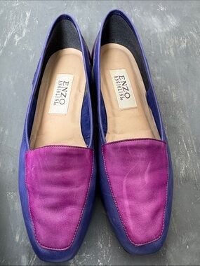 1990s Lilac Leather Flats Vintage ENZO ANGLIOLINI